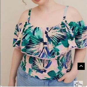 TORRID Crinkle Gauze Cold Shoulder Ruffle Top 4XL